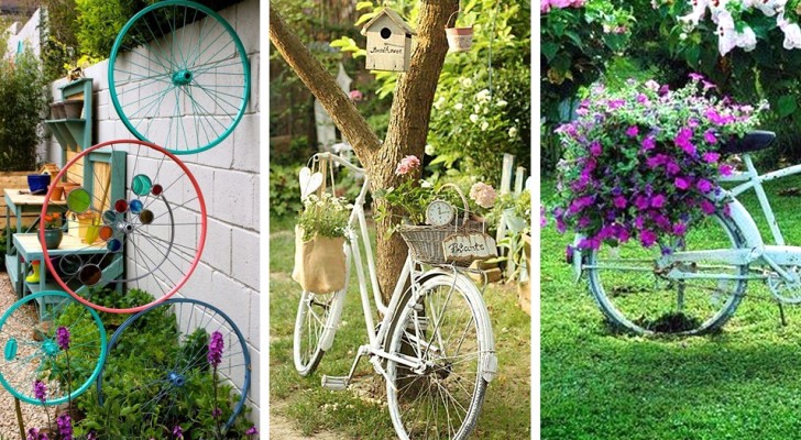 12 trovate adorabili per decorare il giardino con una vecchia bicicletta