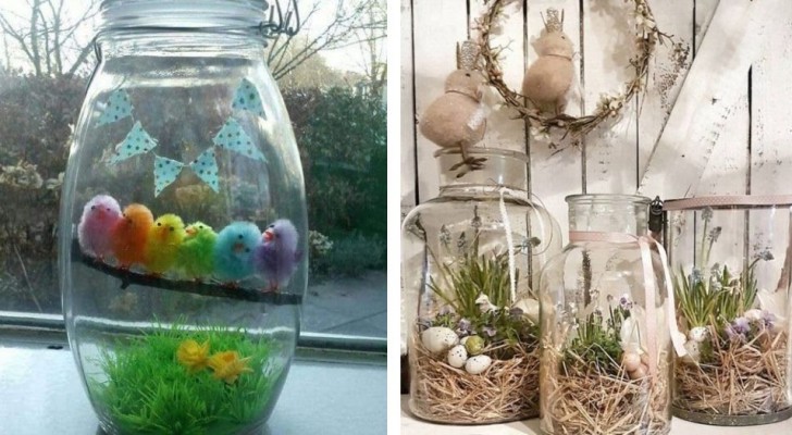 10 adorabili decorazioni di Pasqua da realizzare dentro ai barattoli di vetro