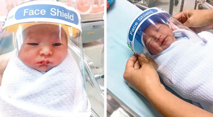Coronavírus, um hospital tailandês usa mini viseiras para proteger os recém-nascidos do contágio