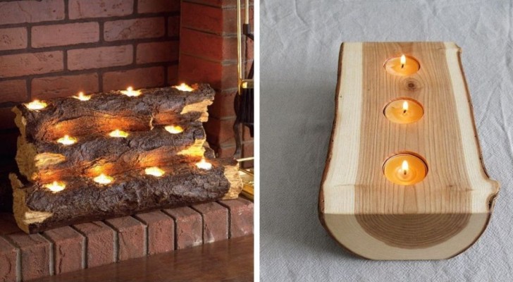 13 trovate irresistibili per creare porta candele fai-da-te ricavati da rami e tronchi d'albero