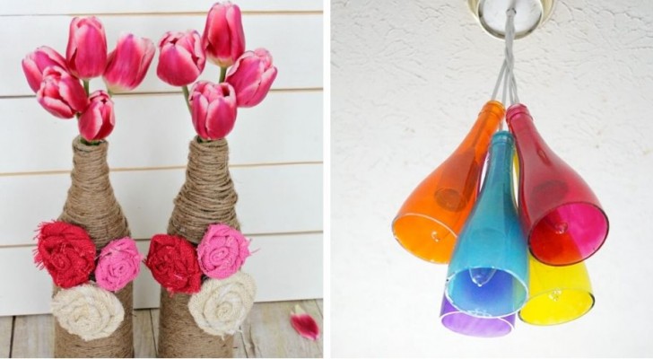 10 originali decorazioni fai-da-te create riciclando le bottiglie di vetro