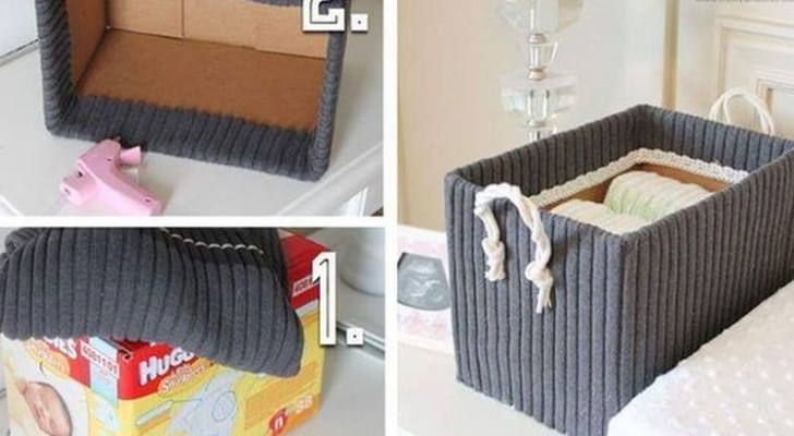 5 modi semplici e creativi per decorare scatoloni di cartone e trasformarli in cesti per arredare