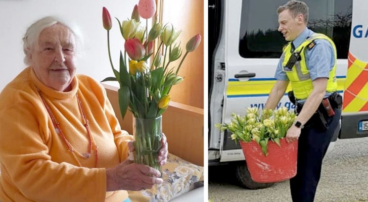Med polisens hjälp bestämmer sig en florist för att donera osålda tulpaner till patienter på ålderdomshem