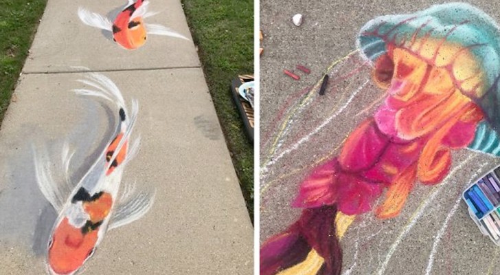 Mamma E Figlia Realizzano Sbalorditivi Disegni Con Gessetti Colorati Mamma E Figlia Realizzano Sbalorditivi Disegni Con Gessetti Colorati