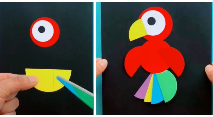 Il tutorial facilissimo per realizzare un coloratissimo pappagallo di carta, ideale per i bambini