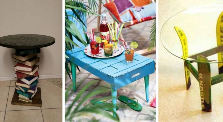 8 soluzioni veloci e originali per creare splendidi tavoli fai-da-te partendo da oggetti riciclati
