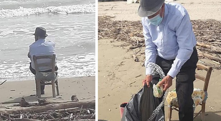 Pasquale, il nonno "plastic free" di 93 anni che ripulisce la spiaggia da cui ama guardare il mare
