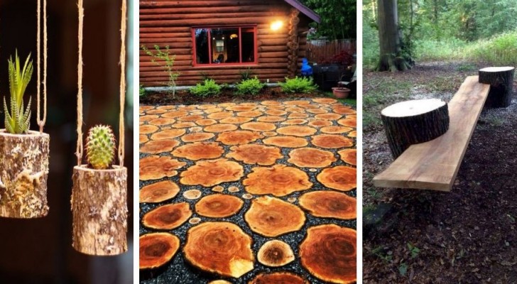 15 splendide soluzioni fai-da-te per arredare casa e giardino con i tronchi di legno grezzi