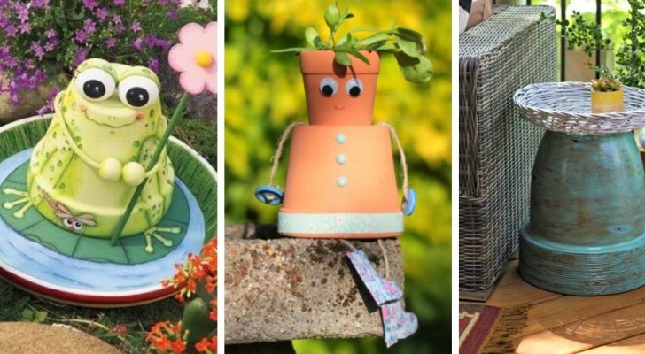 13 modi originali per riciclare i vasi di terracotta e decorare il vostro giardino