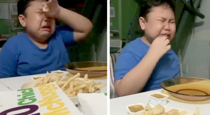 En autistisk pojke gråter av glädje när mamman tar med sig hans favoritmat hem efter månader i karantän