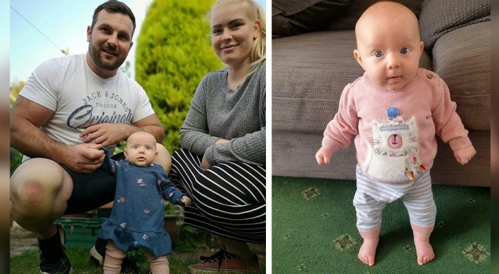 A filhinha de apenas 9 semanas consegue ficar em pé sozinha: "é a menina mais forte do mundo"