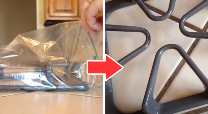 Il trucco semplice ed efficace per pulire i fornelli della cucina con l'ammoniaca e una busta di plastica