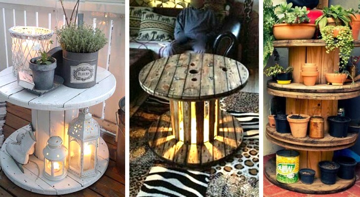 14 idee irresistibili per riciclare le bobine dei cavi elettrici e trasformarle in splendidi complementi d'arredo