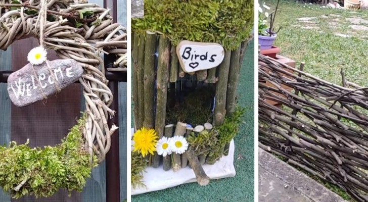 3 progetti semplici ma di grande effetto per decorare il giardino usando i rami secchi