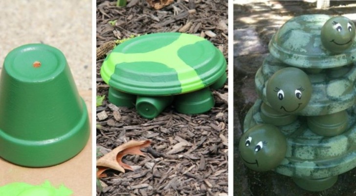 Il tutorial passo dopo passo per trasformare vasi di terracotta in una simpatica tartaruga decorativa
