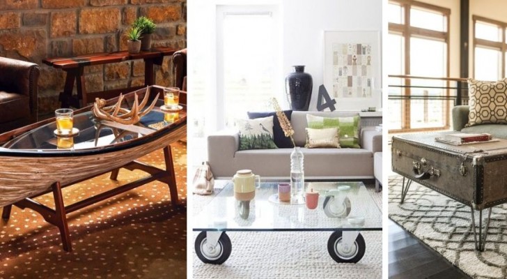 10 soluzioni ingegnose per creare originalissimi tavolini da salotto fai-da-te con materiali di recupero