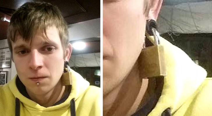 Un inconnu accroche un cadenas sur son piercing à l'oreille et s'enfuit avec les clés