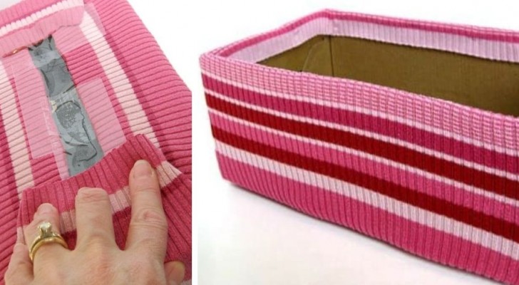 Il metodo semplicissimo per trasformare una semplice scatola di cartone in un fantastico cestino portaoggetti