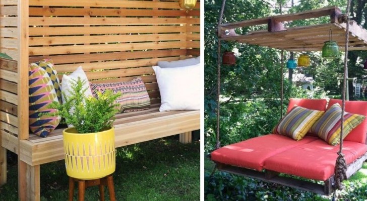 10 ottimi progetti di fai da te per arredare il giardino riciclando pallet e legno di recupero