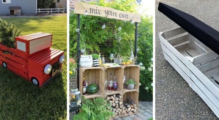 13 meubles de jardin et décorations à fabriquer en recyclant des cagettes en bois