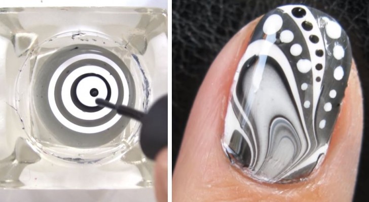 La tecnica semplicissima per applicare lo smalto sulle unghie e ottenere un fantastico effetto marmorizzato