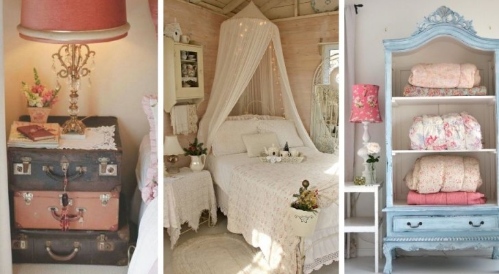 14 idee meravigliose per arredare la camera da letto con dettagli romantici in stile shabby chic