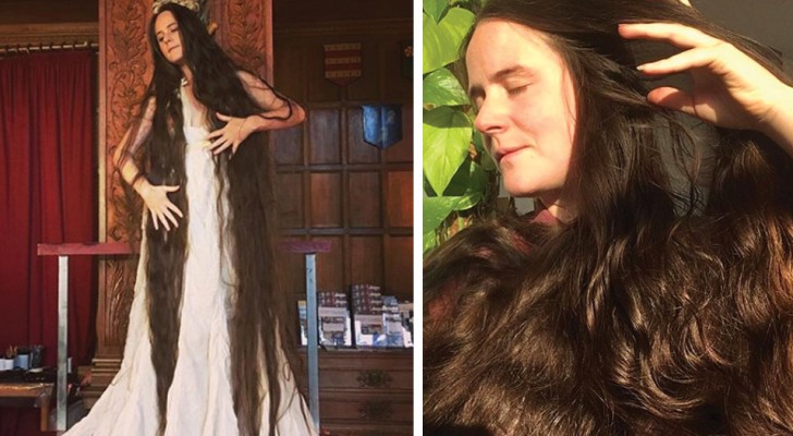 Esta mujer tiene el cabello largo unos 1,80 metros: para muchos es Rapunzel de la vida real