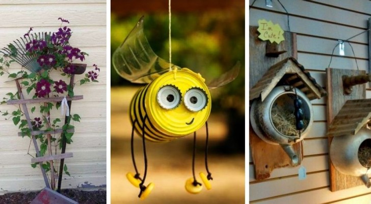 11 brillanti decorazioni da giardino da realizzare partendo da tanti oggetti in disuso