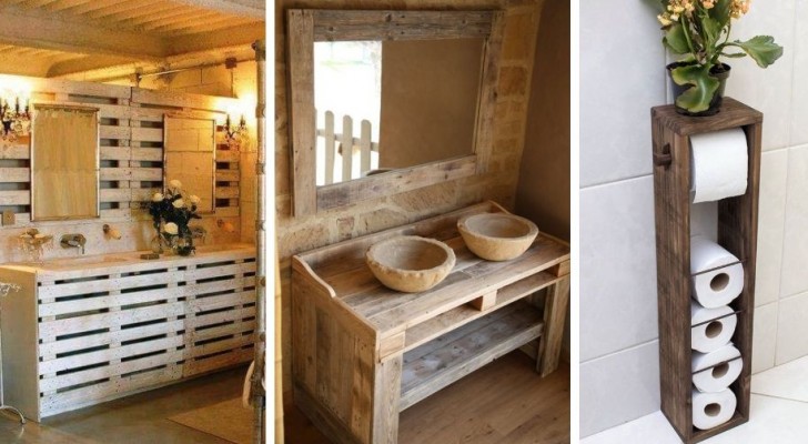 11 soluzioni d’arredo intelligenti per creare mobili per il bagno con pallet e legno di recupero