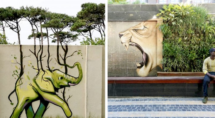 Questo artista dà un nuovo volto alle periferie con dei bellissimi graffiti che si sposano col paesaggio urbano