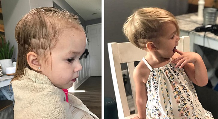 Um menino corta o cabelo da irmã mais nova: a cabeleireira transforma o acidente em um belo penteado