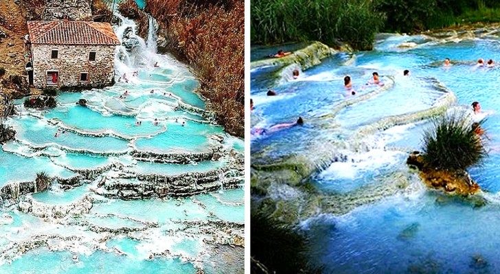 Saturnia: die fabelhaften Thermalbäder mit natürlichen Becken, türkisfarbenem Wasser und weißen Felsen im Herzen Italiens