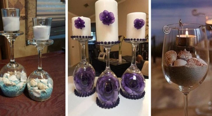 10 affascinanti proposte per trasformare calici e bicchieri di vetro in incantevoli porta-candele