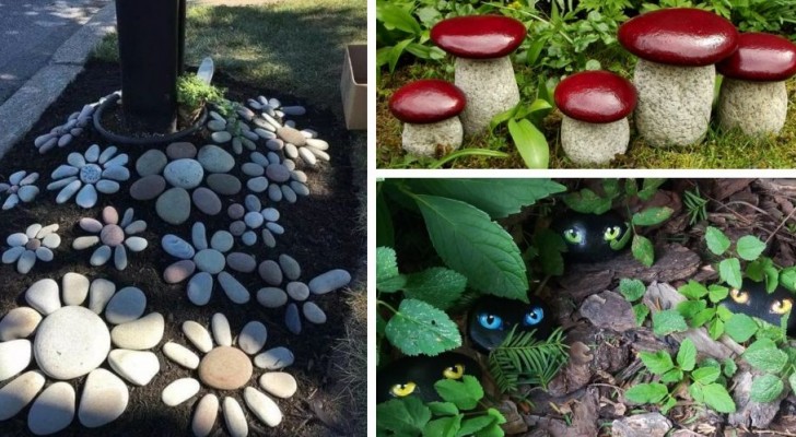 11 geweldige tuindecoraties die je kunt maken met beschilderde keien en stenen