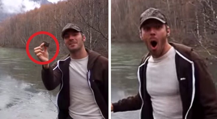 This guy skips a rock on a frozen lake: what happens will leaves you speechless !!