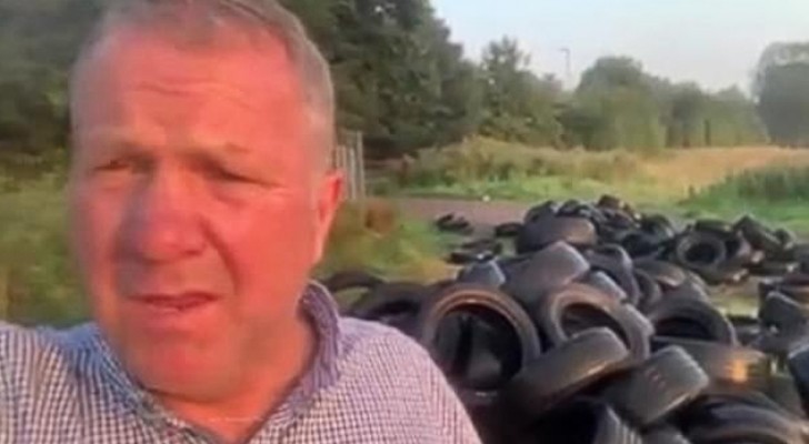 Stranger dumps hundreds of used tires on farmer's land: farmer finds him and dumps them back on stranger's property 