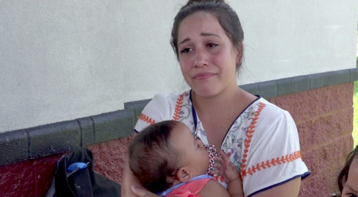A crying mom is kicked out of a water park - she was breastfeeding her baby