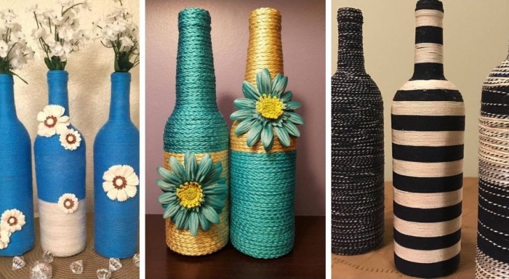 9 spunti semplici e affascinanti per decorare le bottiglie con spago e filati di vario genere