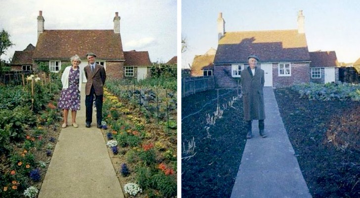 Fotografa una coppia di anziani nel loro giardino per 1 anno, sempre nella stessa posa: l'ultima foto è straziante