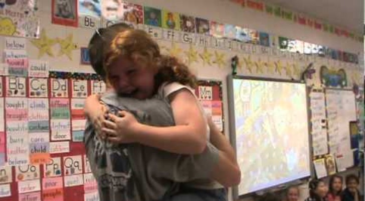 While reading a story in class, this little girl gets the best surprise ever !!