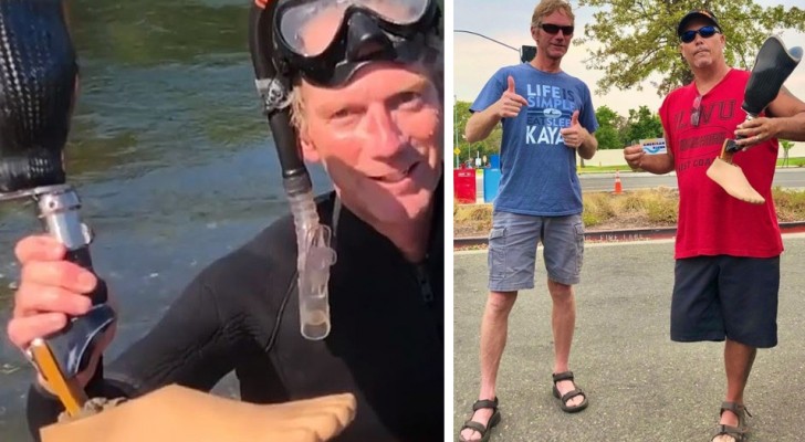 Um homem encontra a prótese de uma perna que custa $ 15.000 em um rio e consegue devolvê-la ao proprietário