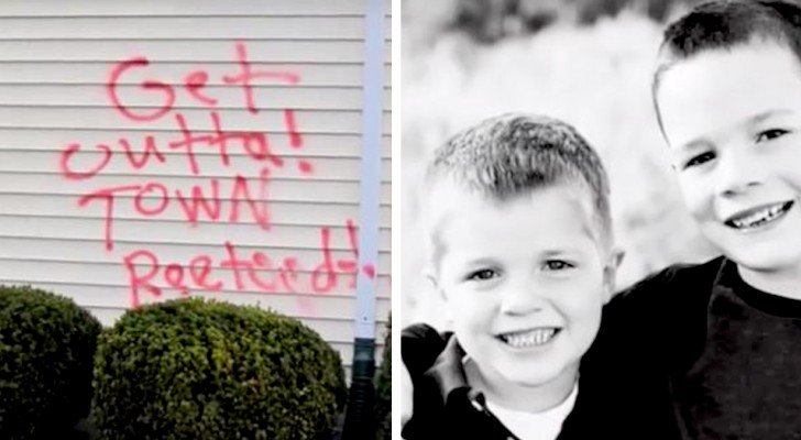 Dos niños defienden a las hermanas Down adoptadas luego que los vecinos mancharan las paredes de su casa con palabras de odio 