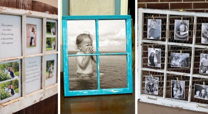 10 spunti creativi per ricavare splendide cornici per foto dalle vecchie finestre