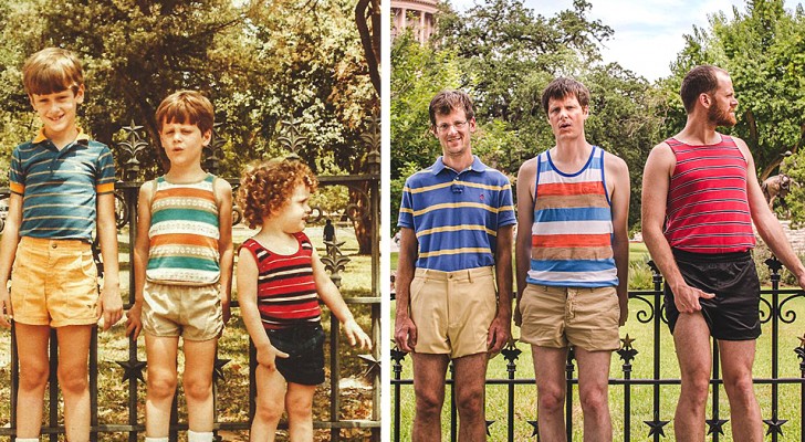 16 people who recreated their childhood photos showing that time passes but the feelings remain the same