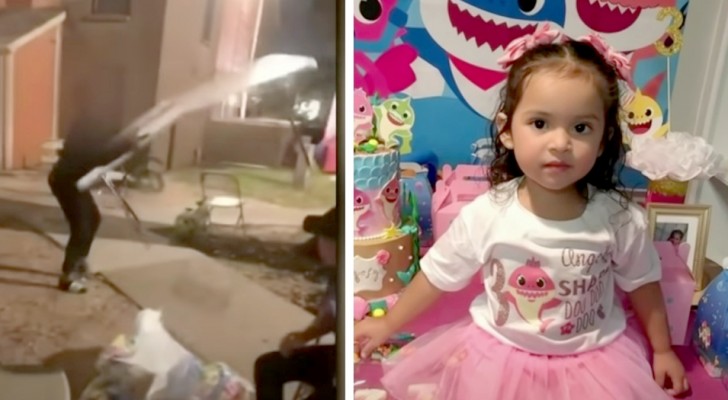 A neighbor ruins a 3 year old girl's birthday by knocking over the table with all the food