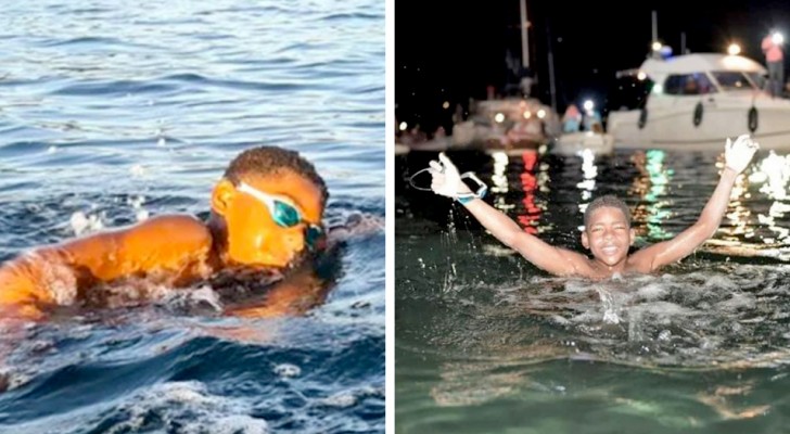 Um menino de 12 anos nada 40 km em memória de sua mãe, que morreu de câncer de mama