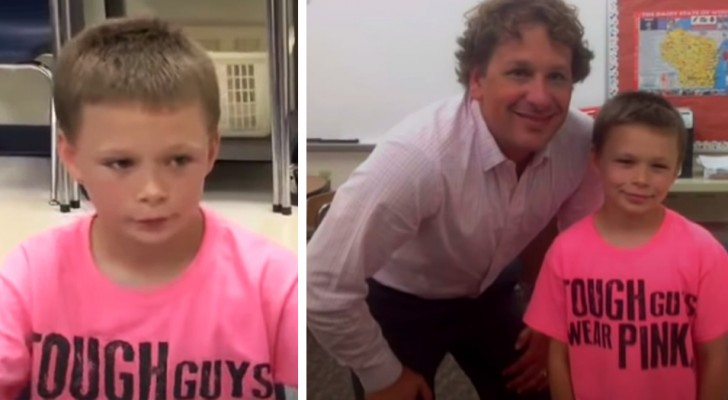 Bullizzato a scuola perché indossa una maglietta rosa: l'insegnante si presenta con una camicia dello stesso colore