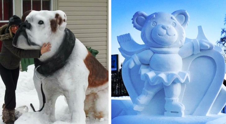 21 persone che sono riuscite a creare delle sculture di neve e ghiaccio che sembrano prendere vita