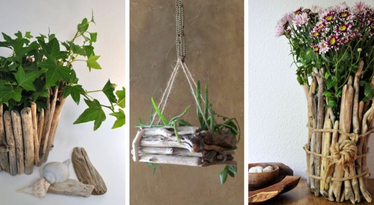 10 idee strepitose per realizzare fantastiche fioriere e portavasi col legno spiaggiato