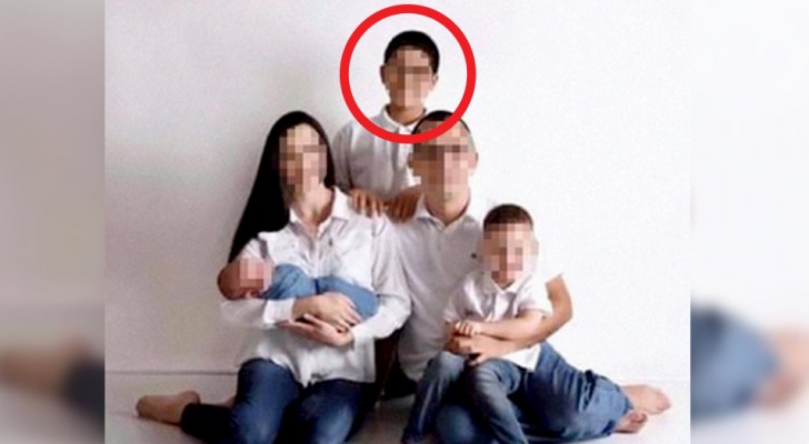 An insensitive mother asks a photographer to erase her step-son from the family portrait
